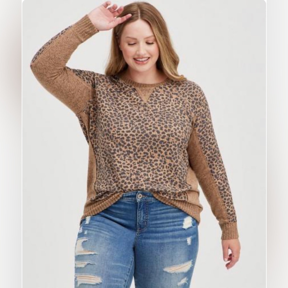 Torrid Brown Leopard Print Sweatshirt
